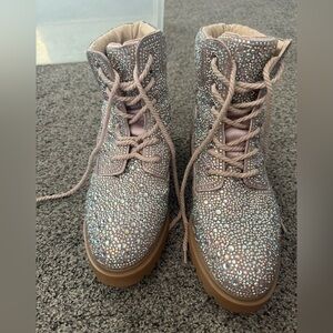 Betsey Johnson Sparkling Lace-Up Ankle Boots- used